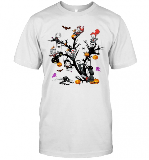 Horror Movie Characters And Pumpkin Tree Halloween T-Shirt Horror Movie Characters And Pumpkin Tree Halloween T-Shirt