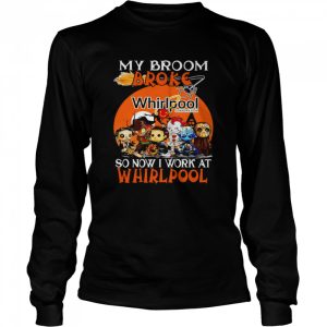 Horror movie character chibi my broom broke so now i work at Whirlpool halloween shirt 1
