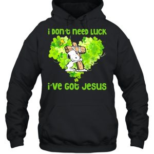 I Don't Need Luck I've Got Jesus Snoopy Heart Patricks Day shirt 5