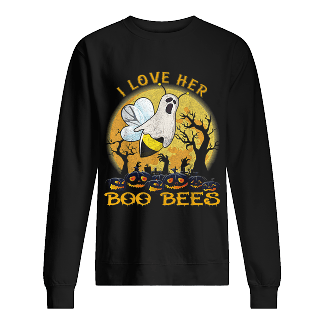 I Love Her Boo Bees Couples Halloween Costume Moon Pumpkins shirt I Love Her Boo Bees Couples Halloween Costume Moon Pumpkins shirt