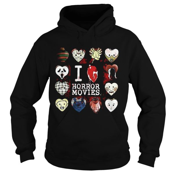 I love horror movies horror character heart face shirt