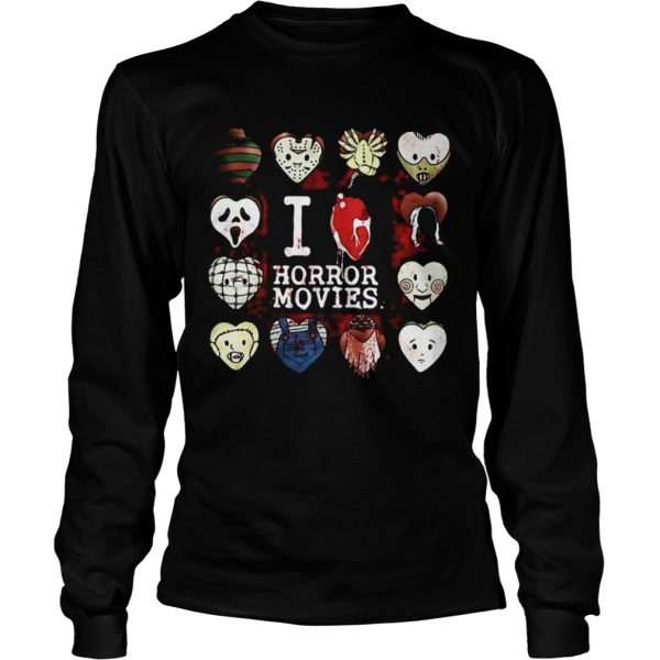 I love horror movies horror character heart face shirt
