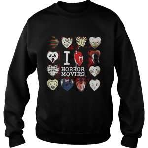 I love horror movies horror character heart face shirt 3