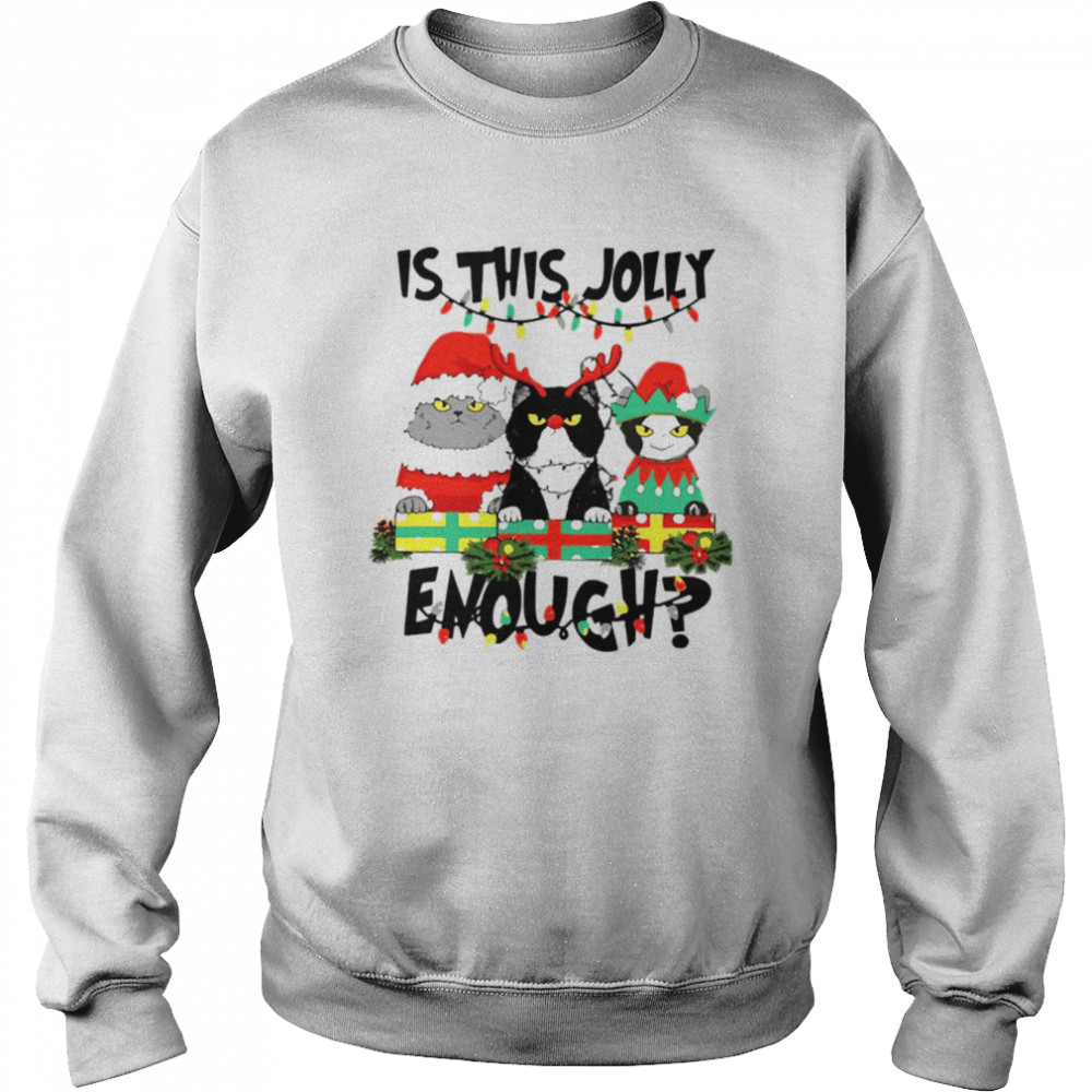 Is This Jolly Enough Cats Merry Christmas Tree Lights shirt Is This Jolly Enough Cats Merry Christmas Tree Lights shirt