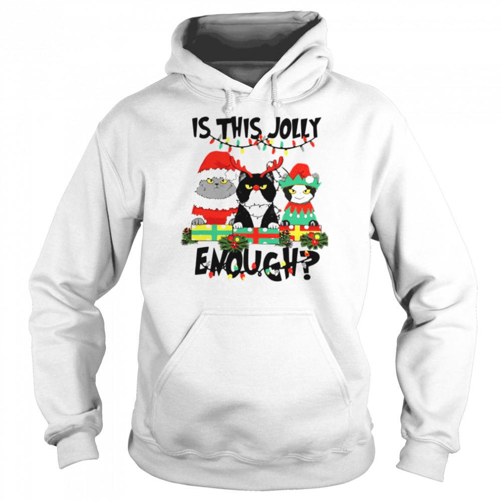 Is This Jolly Enough Cats Merry Christmas Tree Lights shirt Is This Jolly Enough Cats Merry Christmas Tree Lights shirt