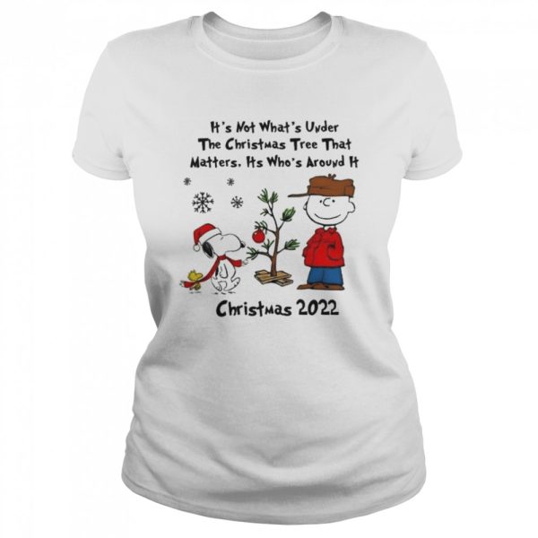 It’s not whats under the tree that matters its whats around it Peanuts Christmas shirt