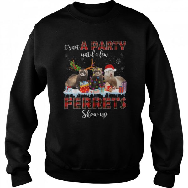 It’s Not A Party Until A Few Ferrets Show Up Santa Christmas T-Shirt B0BKLHRJH6