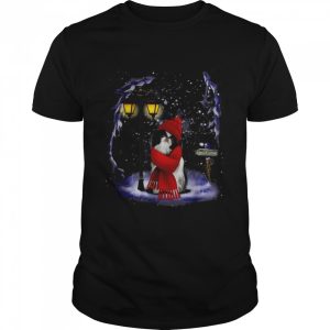 Japanese Chin Santa Snow Christmas Light Winter Pajama T-Shirt