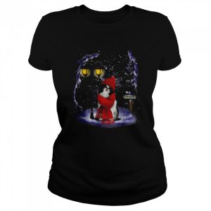 Japanese Chin Santa Snow Christmas Light Winter Pajama T-Shirt