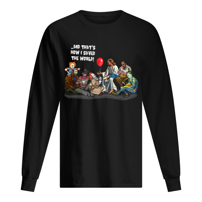 Jesus and Horror Characters Halloween and that’s how I saved the world shirt Jesus and Horror Characters Halloween and that’s how I saved the world shirt