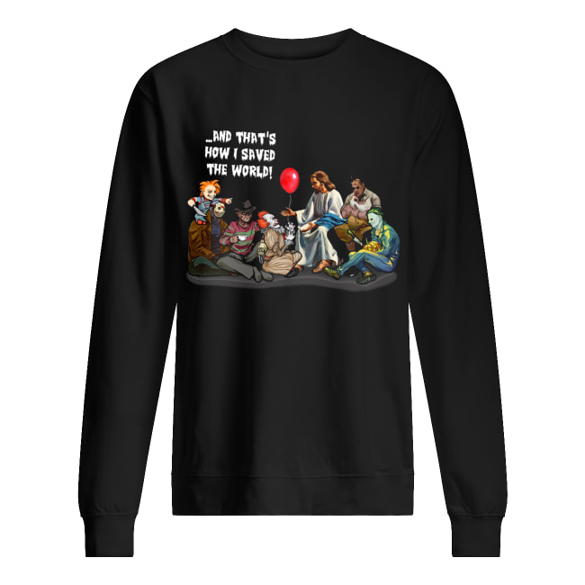 Jesus and Horror Characters Halloween and that’s how I saved the world shirt Jesus and Horror Characters Halloween and that’s how I saved the world shirt