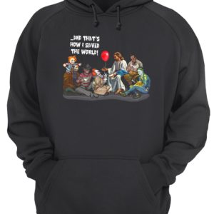 Jesus and Horror Characters Halloween and that's how I saved the world shirt 3