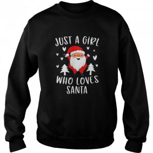 Just A Girl Who Loves Santa Cute Christmas Xmas Tree T Shirt 4