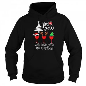 Just girl who loves wine and Christmas shirt 5