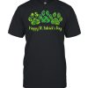 Leopard Print Three Dog Paws Happy Saint Patricks day shirt