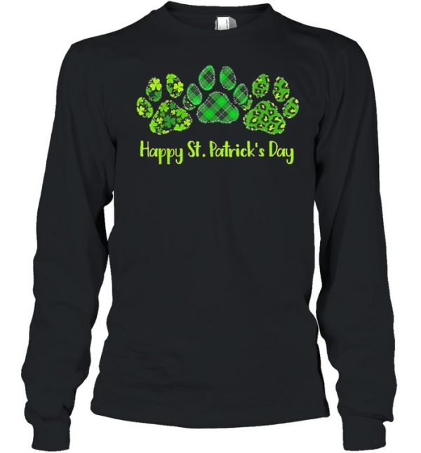 Leopard Print Three Dog Paws Happy Saint Patricks day shirt