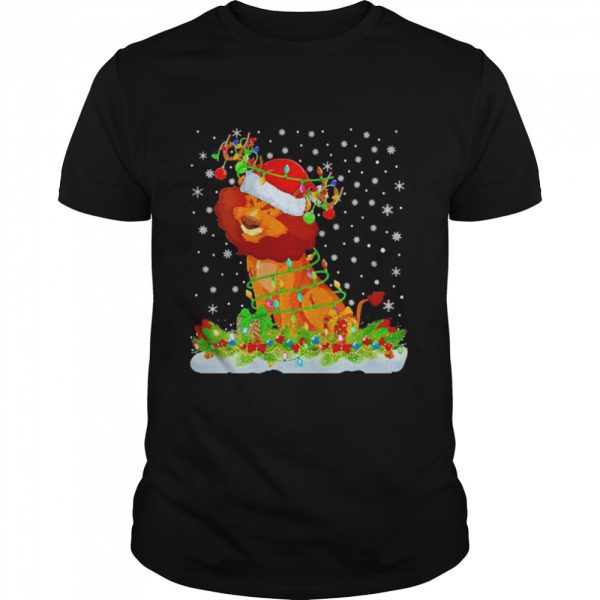 Lion Animal Matching Santa Lighting Lion Christmas Shirt