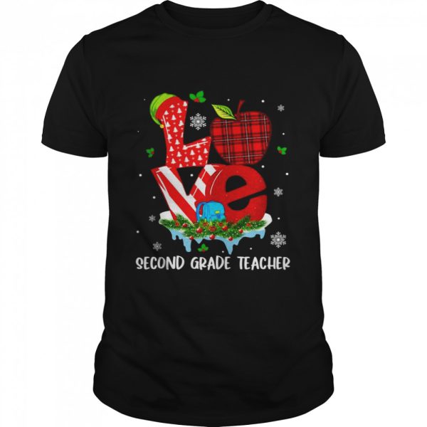 Love 2nd Grade Teacher Student Pajama Christmas Holiday Shirt