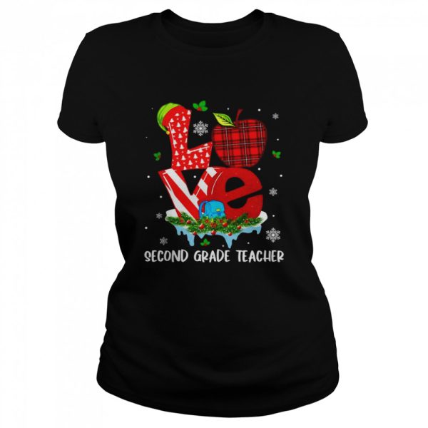 Love 2nd Grade Teacher Student Pajama Christmas Holiday Shirt