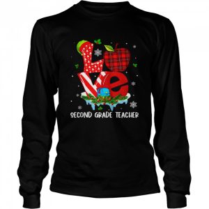 Love 2nd Grade Teacher Student Pajama Christmas Holiday Shirt 3