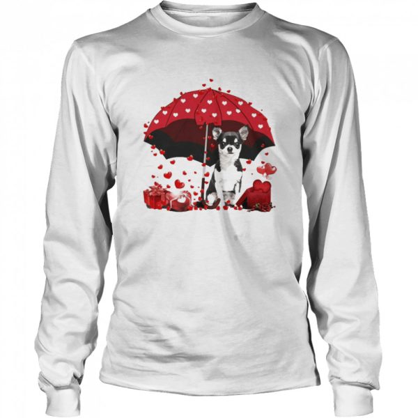 Loving Red Umbrella Black Chihuahua Christmas Sweater Shirt