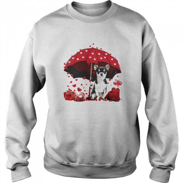 Loving Red Umbrella Black Chihuahua Christmas Sweater Shirt