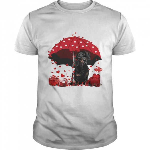 Loving Red Umbrella Black Dachshund Christmas Sweater Shirt