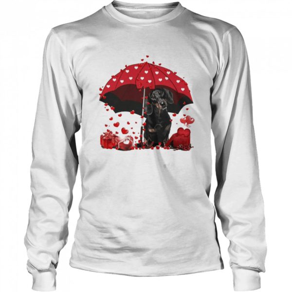 Loving Red Umbrella Black Dachshund Christmas Sweater Shirt