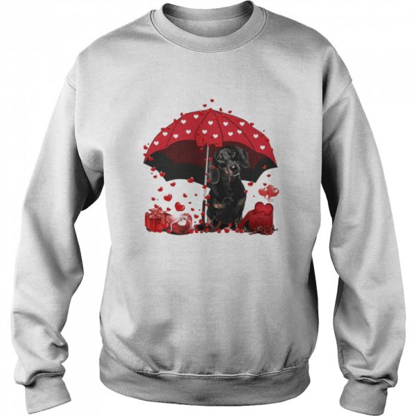 Loving Red Umbrella Black Dachshund Christmas Sweater Shirt