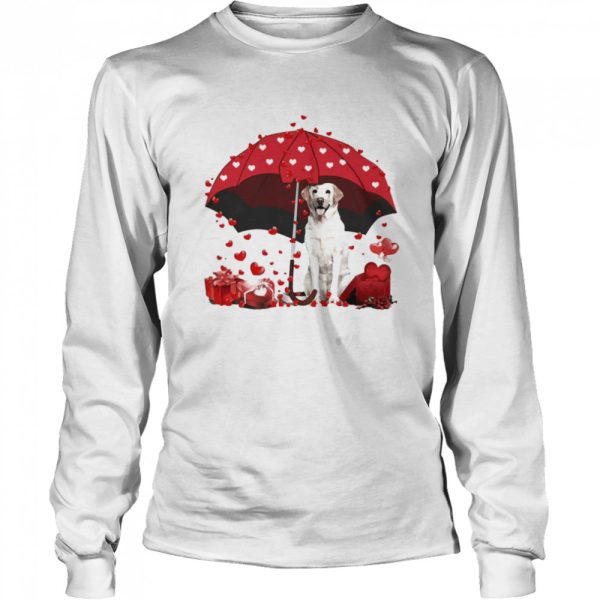 Loving Red Umbrella Yellow Labrador Christmas Sweater Shirt