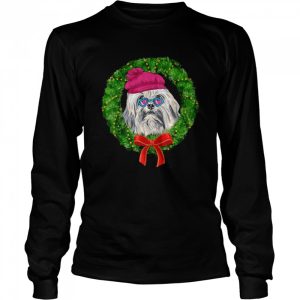 LowchenLionBichonInChristmasWreath Shirt 3