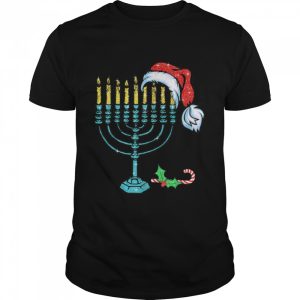 Menorah Santa Hat Chanukah Hanukkah Jewish Christmas T-Shirt