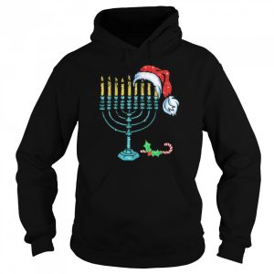 Menorah Santa Hat Chanukah Hanukkah Jewish Christmas T Shirt B0BKLM2XR1 5