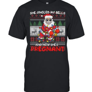 Mens Santa Claus Ugly Christmas Pregnancy Announcement shirt