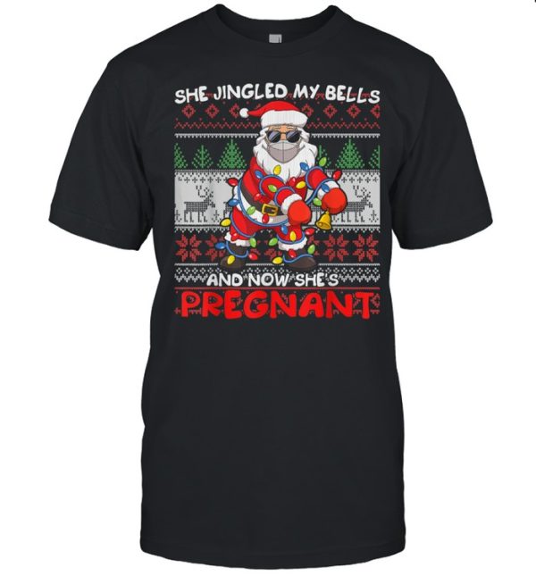Mens Santa Claus Ugly Christmas Pregnancy Announcement shirt