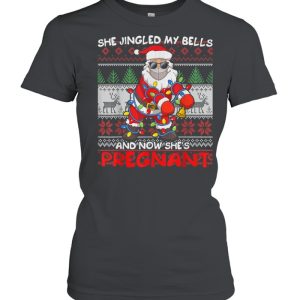 Mens Santa Claus Ugly Christmas Pregnancy Announcement shirt