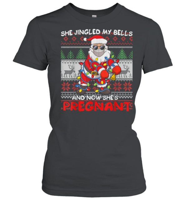 Mens Santa Claus Ugly Christmas Pregnancy Announcement shirt