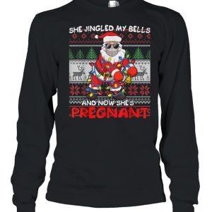 Mens Santa Claus Ugly Christmas Pregnancy Announcement shirt 3