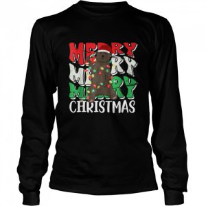 Merry Christmas Bear Santa Hat Lights Retro Groovy T Shirt B0BKLMP1DZ 3