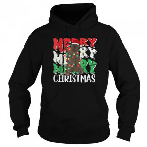 Merry Christmas Bear Santa Hat Lights Retro Groovy T Shirt B0BKLMP1DZ 5