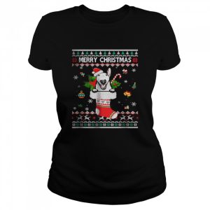 Merry Christmas Bull Terrier In Sock Dog Ugly Xmas T-Shirt