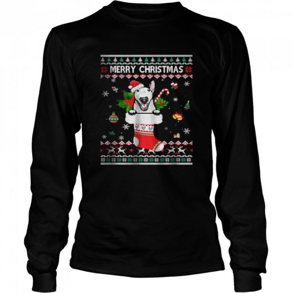 Merry Christmas Bull Terrier In Sock Dog Ugly Xmas T-Shirt