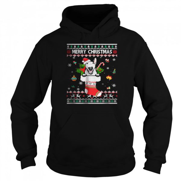 Merry Christmas Bull Terrier In Sock Dog Ugly Xmas T-Shirt