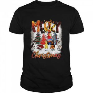Merry Christmas Colorful Brocade Background Custom Dog Image And Name Shirt