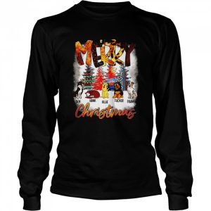 Merry Christmas Colorful Brocade Background Custom Dog Image And Name Shirt 3