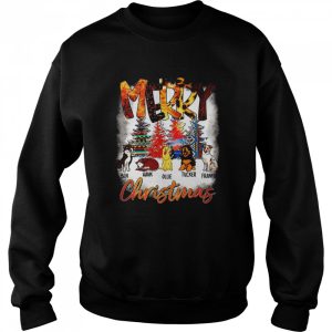 Merry Christmas Colorful Brocade Background Custom Dog Image And Name Shirt 4