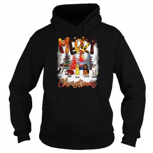 Merry Christmas Colorful Brocade Background Custom Dog Image And Name Shirt 5