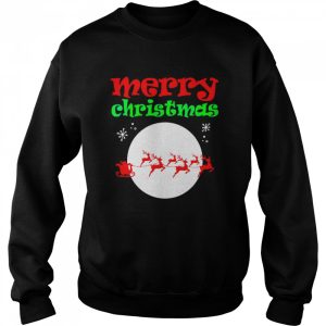 Merry Christmas Cute And Santa And Moon Saying Meme T shirt 4