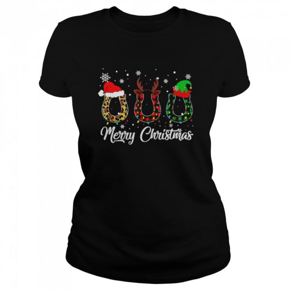 Merry Christmas Horse Hoof Buffalo Plaid Leopard Santa Hat Shirt