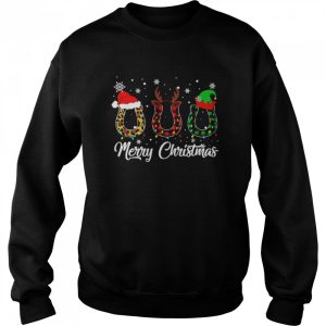Merry Christmas Horse Hoof Buffalo Plaid Leopard Santa Hat Shirt 4